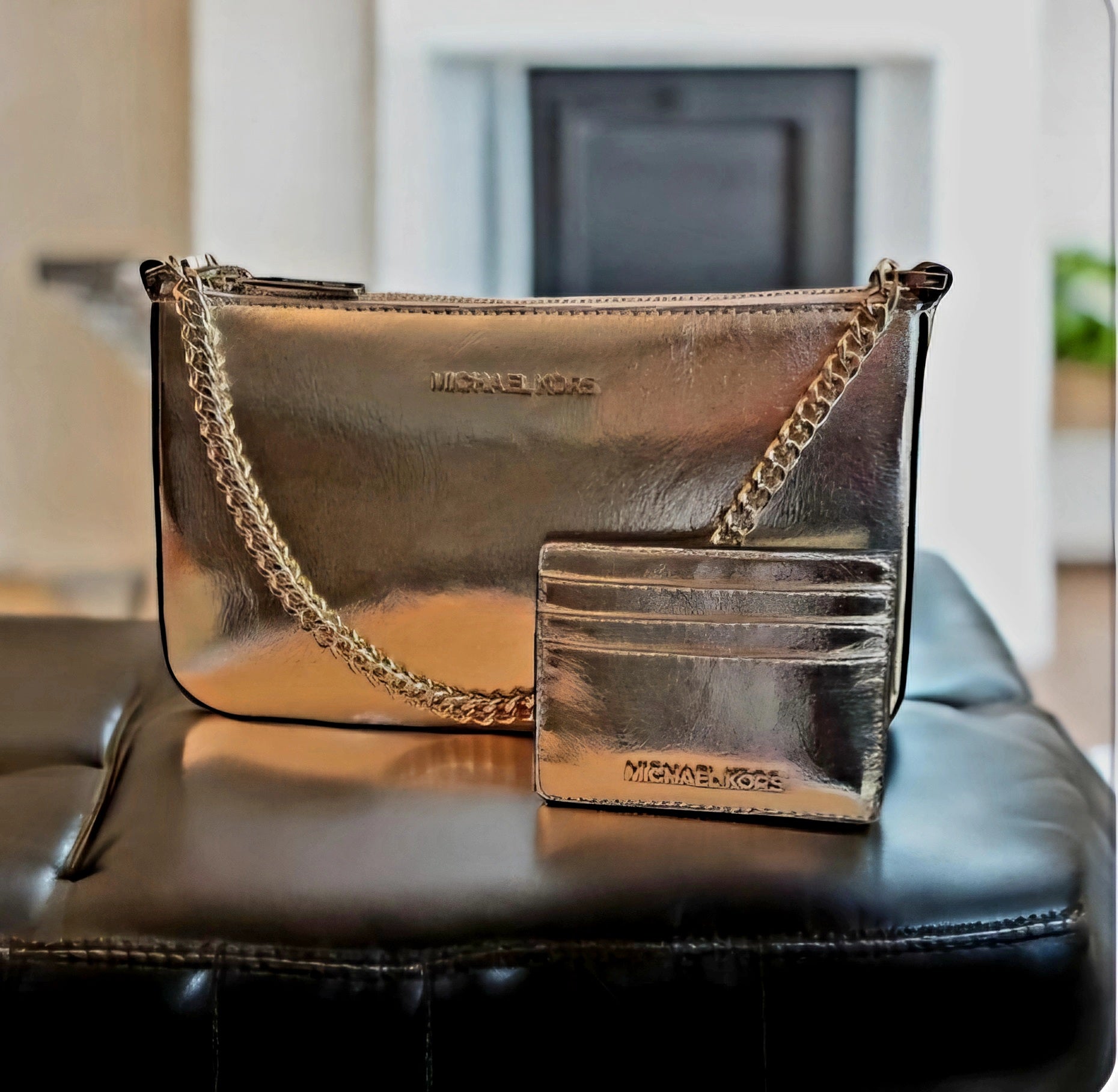 Brown metallic michael kors bag best sale