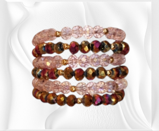 Conjunto de pulseras de cristal natural multicolor hechas a mano