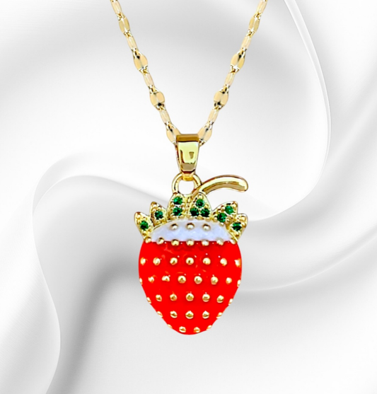 Collar de fresas doradas