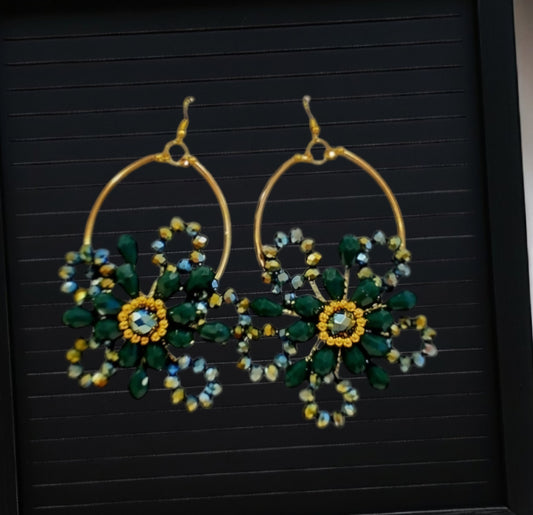 Handmade Crystal Flower Earrings