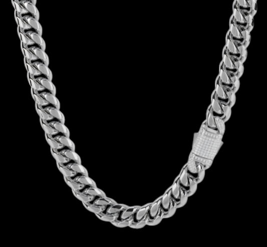 20IN 10MM White Gold Plated Monaco Necklace