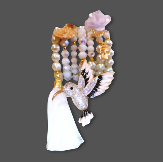 Handmade Pearl Hummingbird Seminario Set