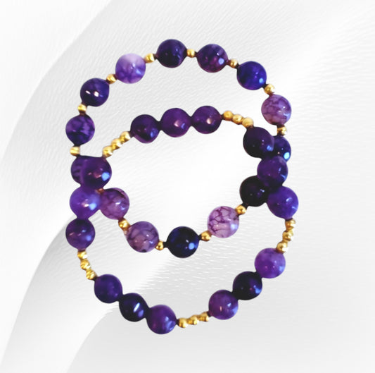 Conjunto de ágata violeta natural real hecho a mano