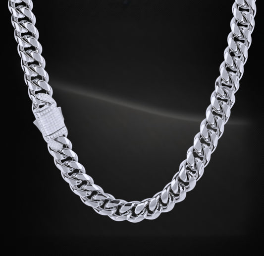 26Inch 10mm 18K White Gold Plated Monaco Chain