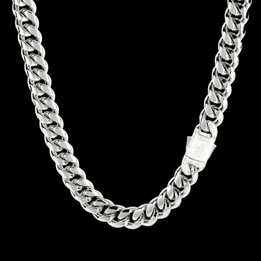 26Inch 12mm 18K White Gold Plated Monaco Necklace