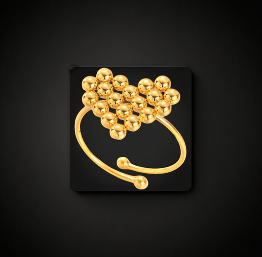 Gold Orbs Heart Ring