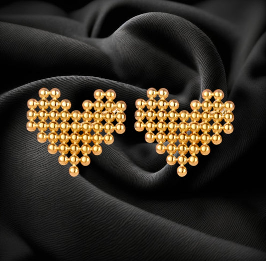 Gold Orbs Heart Earrings