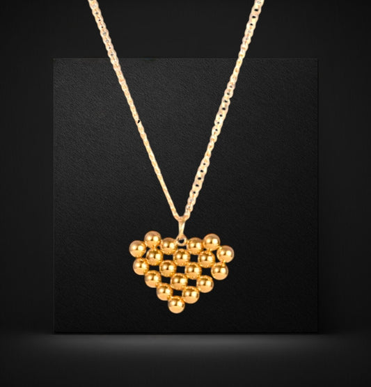 Gold Orbs Heart Necklace