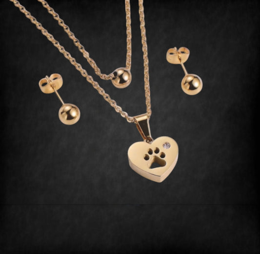 Conjunto de cachorros enamorados dorados