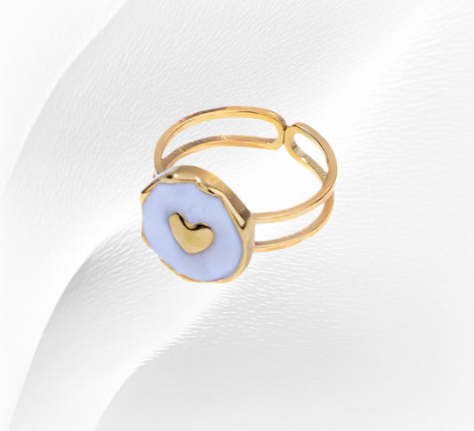 White & Gold Mini Heart Ring