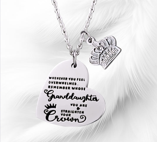 White Gold Granddaughter Heart Necklace