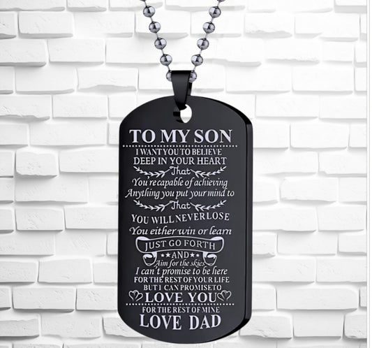 A Father's Promise to Son Dog tag Necklace